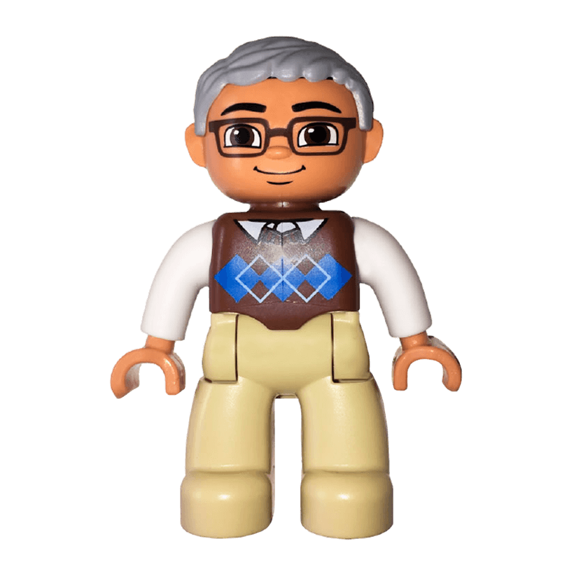 Фигурка Lego Boy Tan Legs Reddish Brown Argyle Sweater Duplo 47394pb174 Б/У - Retromagaz