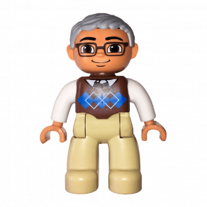 Фігурка Lego Tan Legs Reddish Brown Argyle Sweater Duplo Boy 47394pb174 Б/У - Retromagaz