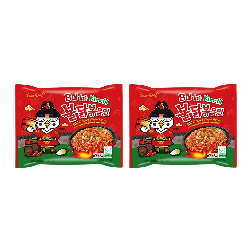 Набір Локшина 2шт Samyang Buldak Kimchi (Куряча з Кімчі) Гостра 135g - Retromagaz