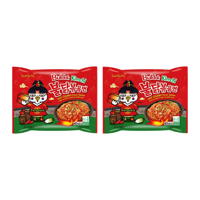Набор Лапша 2шт Samyang Buldak Kimchi HOT Chicken Flavor Острая 135g - Retromagaz