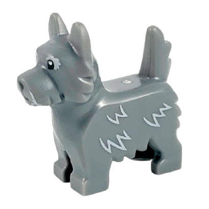 Фигурка Lego Dog Terrier with Black Eyes and Nose Light Bluish Gray Fur Lines Animals Земля 26078pb002 6256414 Dark Bluish Grey Б/У - Retromagaz