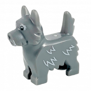 Фігурка Lego Dog Terrier with Black Eyes and Nose Light Bluish Gray Fur Lines Animals Земля 26078pb002 6256414 Dark Bluish Grey Б/У