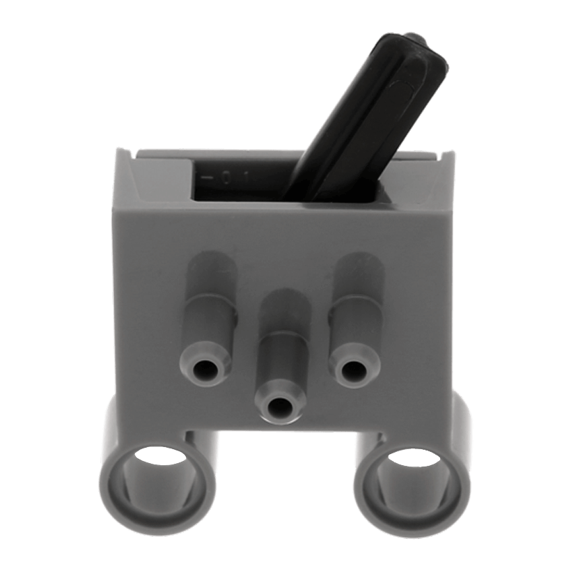 Technic Lego Пневматика Switch with Pin Holes 4694bc01 4694cc01 4237158 6131617 Dark Bluish Grey Б/У - Retromagaz