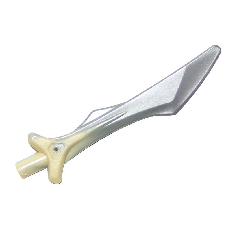 Зброя Lego Меч Blade with Bar and Spike on Top Marbled Flat Silver Pattern 37680pb01 6225491 Tan Б/У - Retromagaz