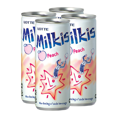 Набір Напій 4шт Lotte Milkis Газований Молочний Персик 250ml - Retromagaz