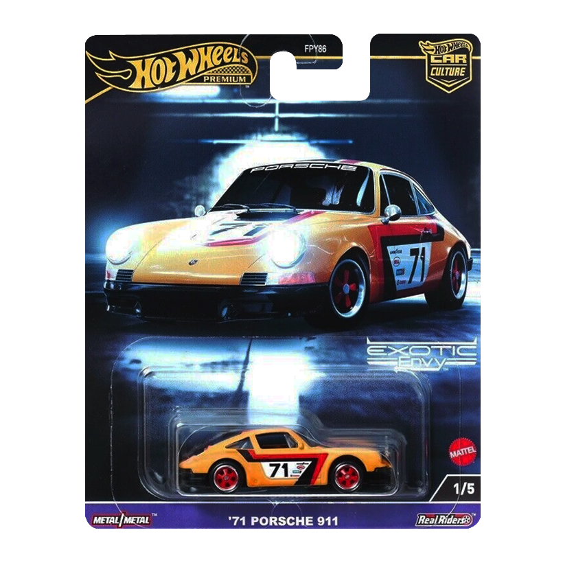 Машинка Premium Hot Wheels Porsche '71 Porsche 911 Exotic Envy 1:64 HKC80 Yellow - Retromagaz