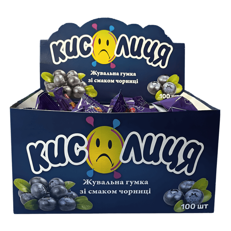 Набір Жувальна Гумка 100шт Кислиця зі Смаком Чорниці 3,5g - Retromagaz