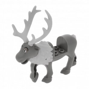 Фигурка Lego Земля Reindeer Frozen with Light Bluish Gray Antlers Fur on Neck Animals reindeerpb01 6135297 6273365 Dark Bluish Grey Б/У - Retromagaz
