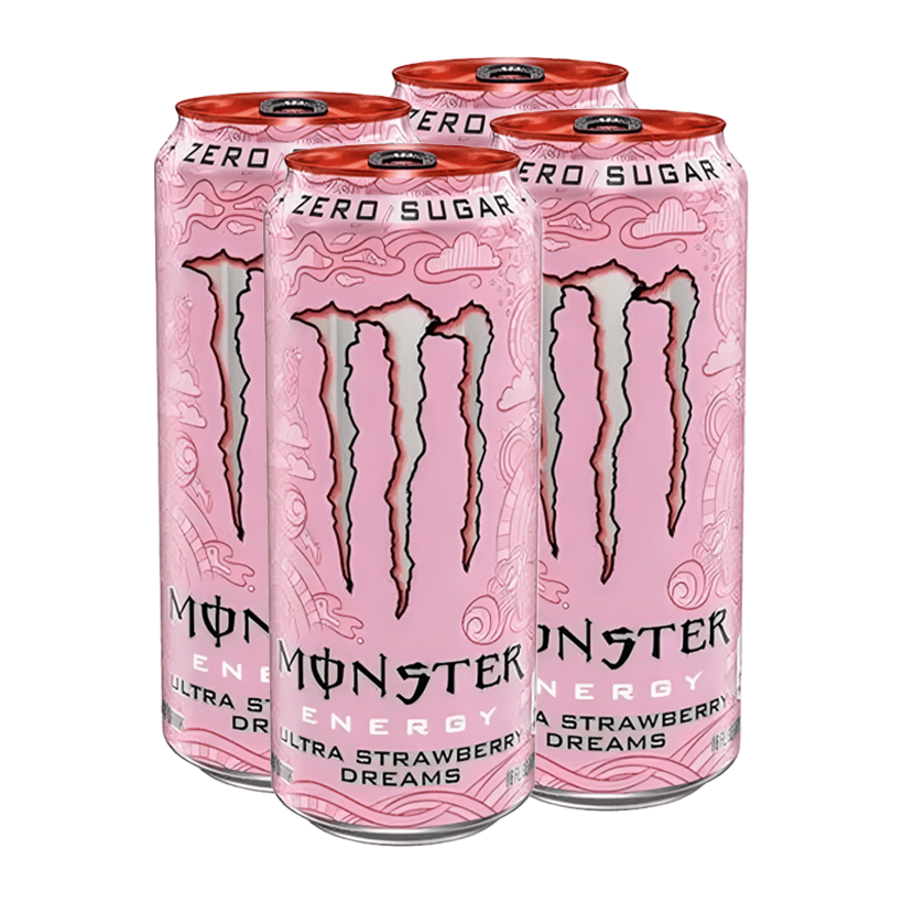 Набір Напій Енергетичний 4шт Monster Energy Ultra Strawberry Dreams Zero Sugar 500ml - Retromagaz