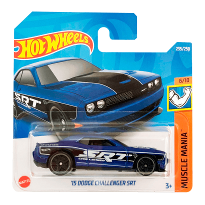 Машинка Базовая Hot Wheels '15 Dodge Challenger SRT Muscle Mania 1:64 HCW30 Blue - Retromagaz