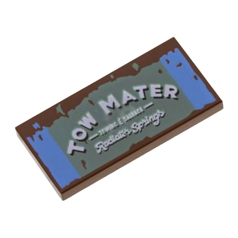Плитка 2шт Lego Декоративная 'TOW MATER Radiator Springs' on Light Blue and Sand Green Background 2 x 4 87079pb0426 6188159 Reddish Brown Б/У - Retromagaz