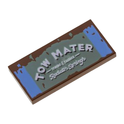 Плитка Lego Декоративная 'TOW MATER Radiator Springs' on Light Blue and Sand Green Background 2 x 4 87079pb0426 6188159 Reddish Brown 2шт Б/У - Retromagaz