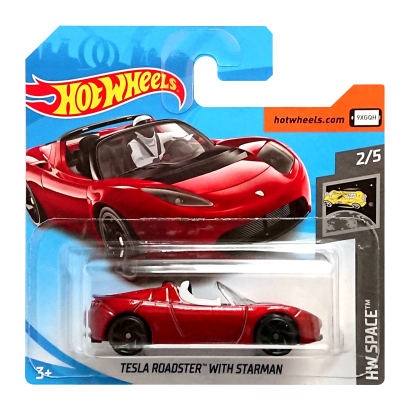 Машинка Базова Hot Wheels Tesla Roadster With Starman Space 1:64 FYD29 Red - Retromagaz