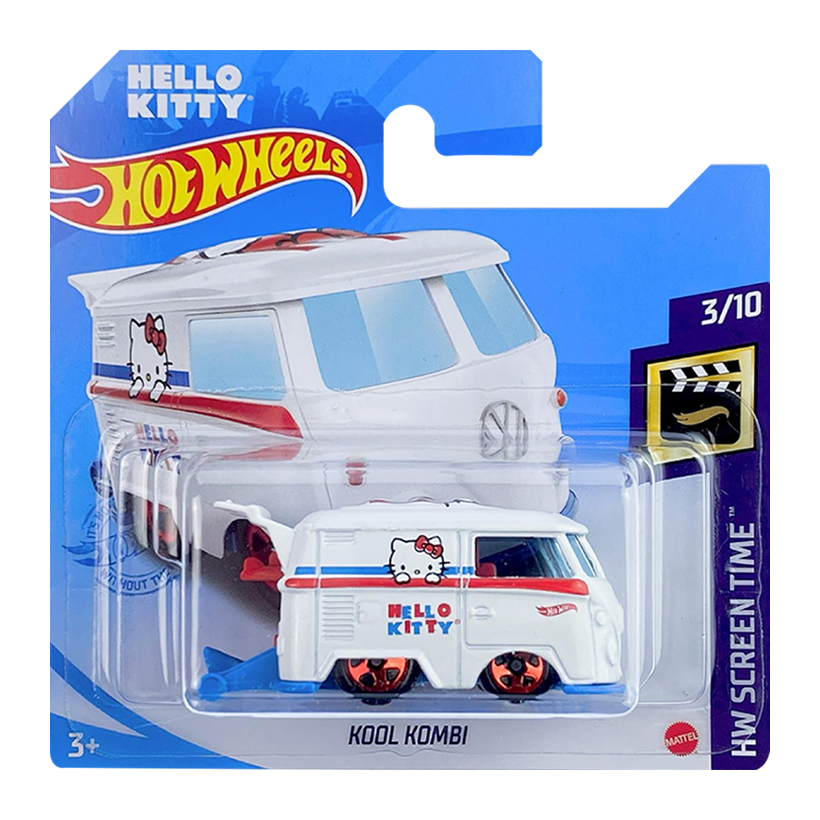 Машинка Базовая Hot Wheels Volkswagen Kool Kombi Hello Kitty Screen Time 1:64 GRX94 White - Retromagaz