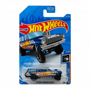 Машинка Базовая Hot Wheels '64 Nova Wagon Gasser Super Treasure Hunt STH Race Team 1:64 GTD06 Blue - Retromagaz