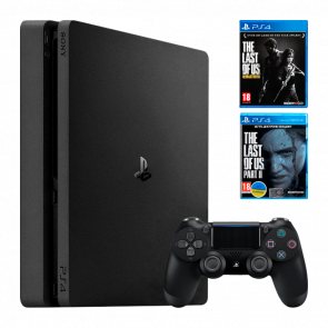 Набор Консоль Sony PlayStation 4 Slim 500GB Black Б/У  + Игра The Last of Us Remastered Русская Озвучка + The Last of Us Part II