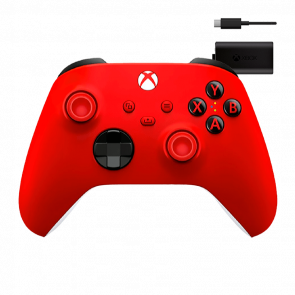Набор Геймпад Беспроводной Microsoft Xbox Series (QAU-00012) Pulse Red Новый + Аккумулятор Play and Charge Kit + Кабель USB Type-C Black Набор Геймпад Беспроводной Microsoft Xbox Series (QAU-00012) Pulse Red Новый + Аккумулятор Play and Charge Kit + Кабель USB Type-C Black - Retromagaz