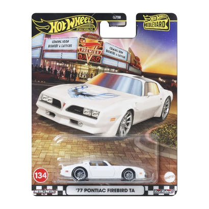 Машинка Premium Hot Wheels '77 Pontiac Firebird TA Boulevard 1:64 JBL28 White - Retromagaz