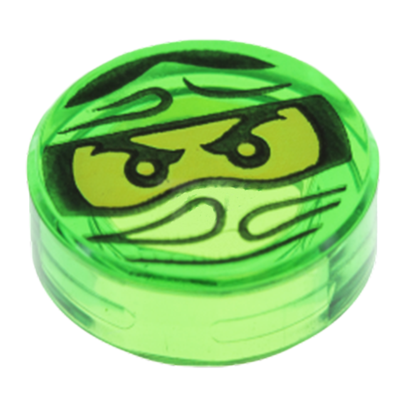 Плитка 4шт Lego Кругла Декоративна with Ninjago Trapped Lloyd Pattern 1 x 1 98138pb047 6136986 Trans-Green Б/У - Retromagaz