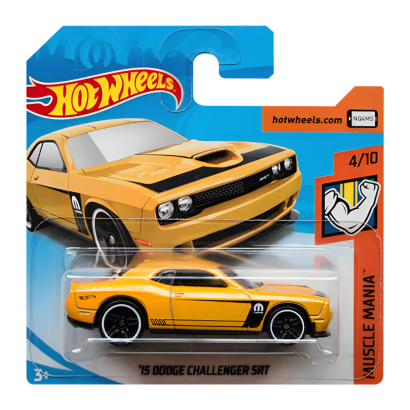 Машинка Базовая Hot Wheels '15 Dodge Challenger SRT Muscle Mania 1:64 FKB06 Yellow - Retromagaz
