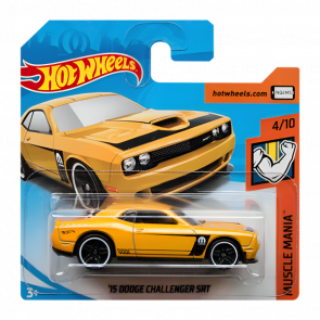 Машинка Базовая Hot Wheels '15 Dodge Challenger SRT Muscle Mania 1:64 FKB06 Yellow - Retromagaz