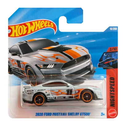 Машинка Базова Hot Wheels 2020 Ford Mustang Shelby GT500 Nightspeed 1:64 JJH87 Grey - Retromagaz
