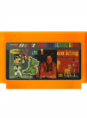 Збірник Ігор RMC Famicom Dendy 3 in 1 Mortal Kombat 3 (Блискавки), The Flintstones, Lion King 90х Англійська Версія Тільки Картридж Б/У