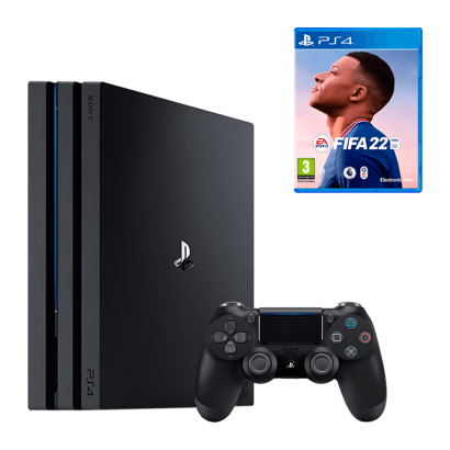 Набір Консоль Sony PlayStation 4 Pro Black 1TB Новий + Гра FIFA 22 Російська Озвучка Sony PlayStation 4 Новий - Retromagaz