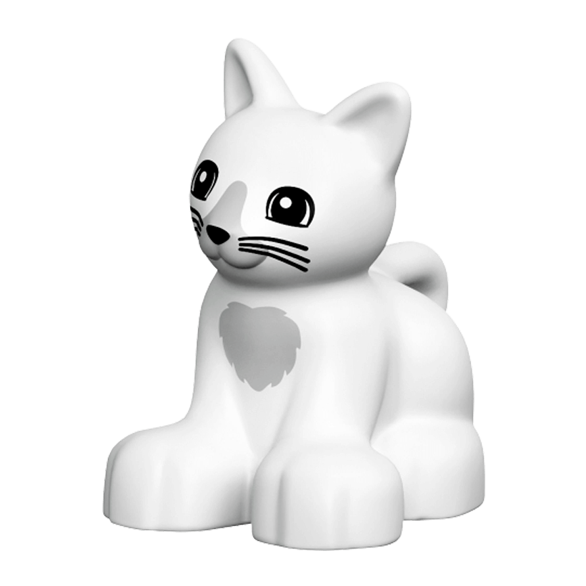 Фігурка Lego Animals Cat Dark Bluish Grey Chest and Nose Pattern Duplo 17865pb01 Б/У - Retromagaz