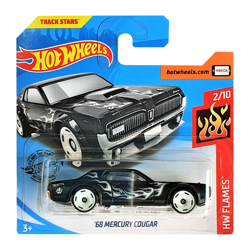 Машинка Базова Hot Wheels '68 Mercury Cougar Flames 1:64 GMR67 Black - Retromagaz