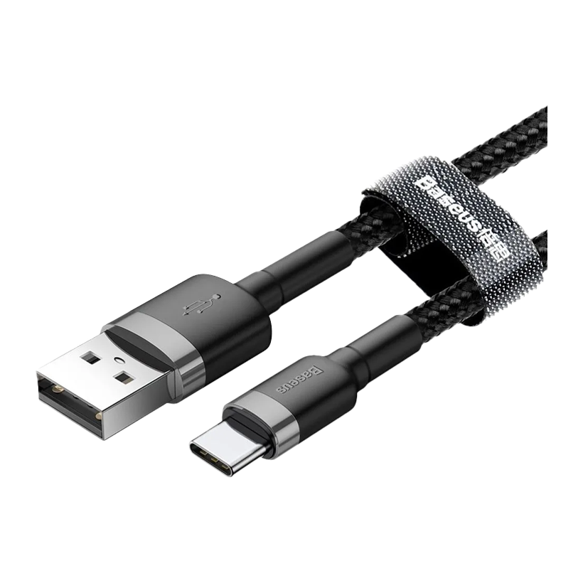 Кабель Baseus Cafule 2A USB 2.0 - USB Type-C Black Grey 3m - Retromagaz