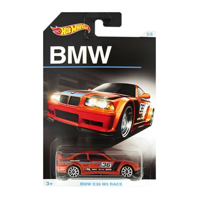 Тематична Машинка Hot Wheels BMW E36 M3 Race BMW DJM82 Orange Новий Пошкоджена Упаковка - Retromagaz