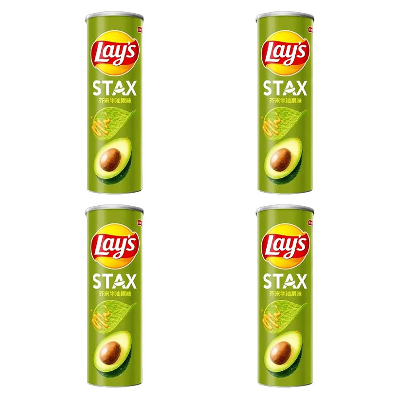 Набор Чипсы 4шт Lay's Stax Азиатские со Вкусом Авокадо и Сладкой Горчицы 104g - Retromagaz