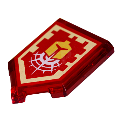 Плитка Lego Pentagonal with Nexo Power Shield Pattern Commanding Shout Модифікована Декоративна 2 x 3 22385pb102 6171915 Trans-Red 4шт Б/У - Retromagaz