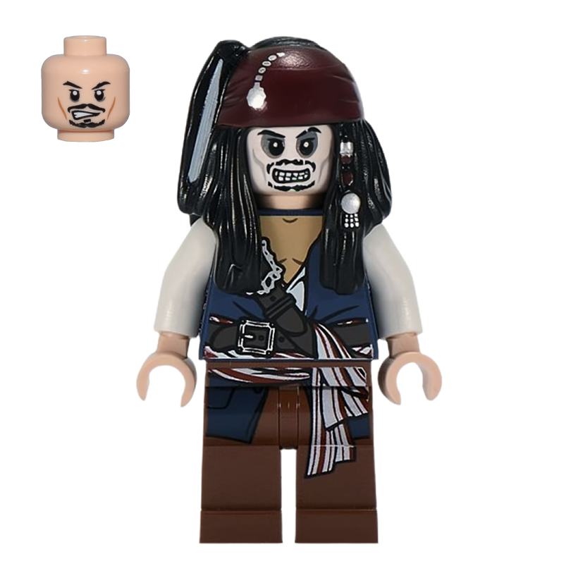Фігурка Lego Pirates of the Caribbean Captain Jack Sparrow Skeleton Films poc012 Б/У - Retromagaz