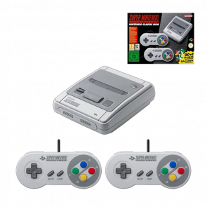 Набір Консоль Nintendo SNES Classic Mini CLV-301 Europe Light Grey + 21 Вбудована Гра + Коробка Б/У  + Геймпад Дротовий 2шт - Retromagaz