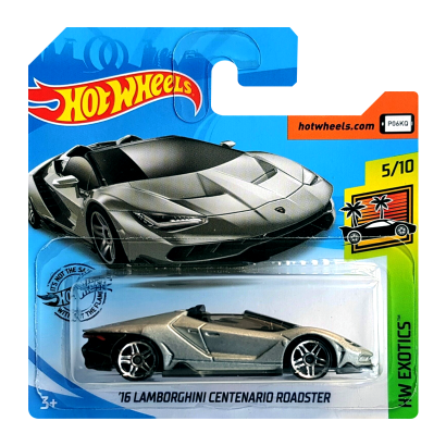 Машинка Базова Hot Wheels '16 Lamborghini Centenario Roadster Roadsters 1:64 FYB38 Grey - Retromagaz