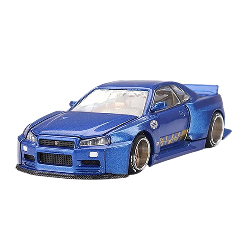 Машинка Premium Kaido House x MiNI GT Skyline GT-R (R34) Kaido Works Shinjuku V2 1:64 KHMG158 Blue - Retromagaz