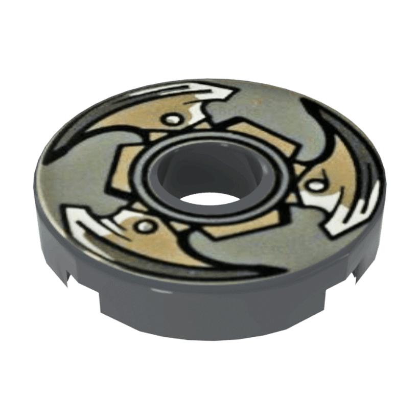 Плитка 10шт Lego Круглая Декоративная Hole with Propeller with 3 Blades Pattern 2 x 2 15535pb02 6137146 Dark Bluish Grey Б/У - Retromagaz
