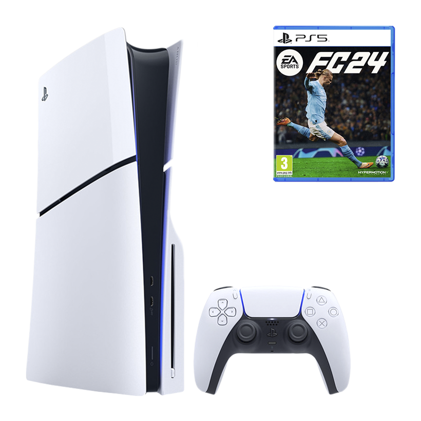 Набор Консоль Sony PlayStation 5 Slim Blu-ray 1TB White Новый  + Игра EA Sports FC 24 Русская Озвучка - Retromagaz