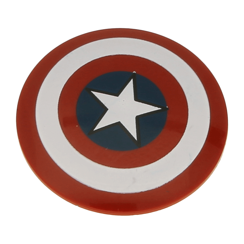 Оружие Lego Щит Round with Rounded Front with Bullseye Captain America Star 75902pb01 6005161 Dark Red Б/У - Retromagaz