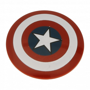 Оружие Lego Round with Rounded Front with Bullseye with Captain America Star Pattern Щит 75902pb01 6005161 Dark Red Б/У