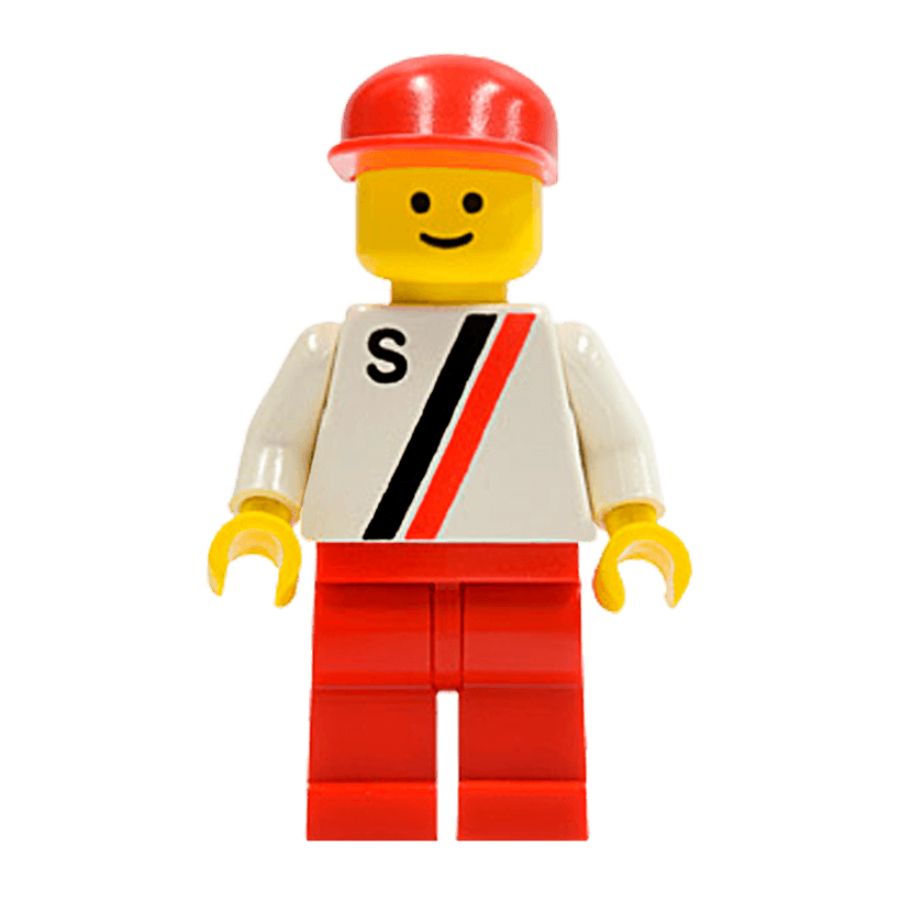 Фігурка Lego Race 973p14 'S' White with Red Black Stripe City s002 Б/У - Retromagaz