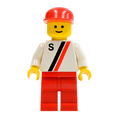 Фігурка Lego Race 973p14 'S' White with Red Black Stripe City s002 Б/У - Retromagaz