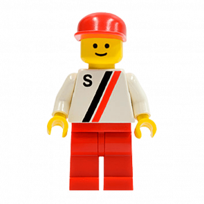 Фигурка Lego Race 973p14 'S' White with Red Black Stripe City s002 Б/У