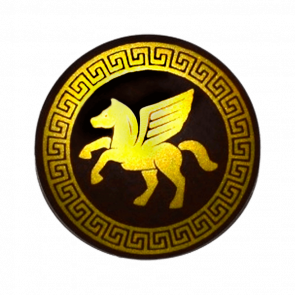 Зброя Lego Round with Rounded Front with Gold Winged Horse Pattern Щит 75902pb05 6081492 Dark Brown Б/У