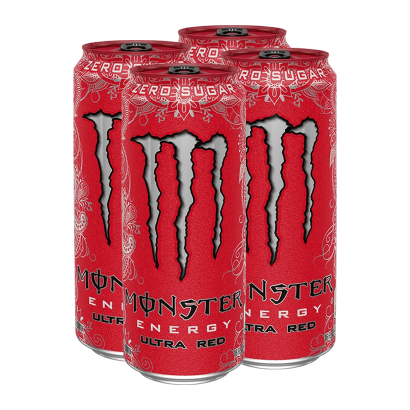 Набор Напиток Энергетический 4шт Monster Energy Ultra Red Zero Sugar 500ml - Retromagaz