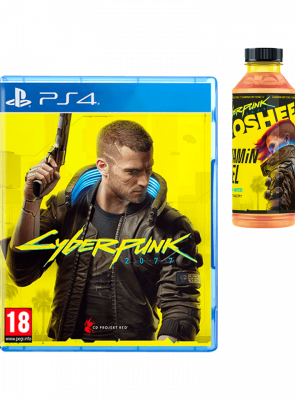 Набір Гра Sony PlayStation 4 Cyberpunk 2077 Російська Озвучка Б/У  + Напій Енергетичний Cyberpunk Energy Boost Bubble Gum + Напій Cyberpunk Vitamin Fuel Peach & Strawberry - Retromagaz