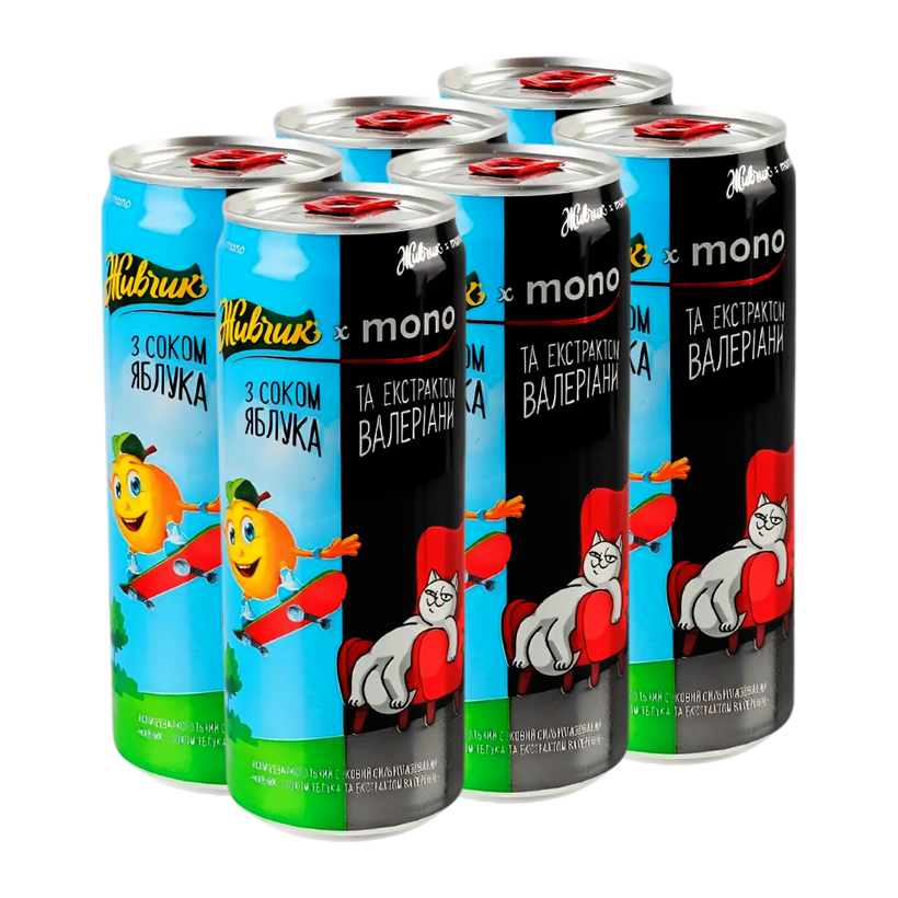 Набор Напиток Живчик 6шт х Monobank Яблоко Валериана 330ml - Retromagaz