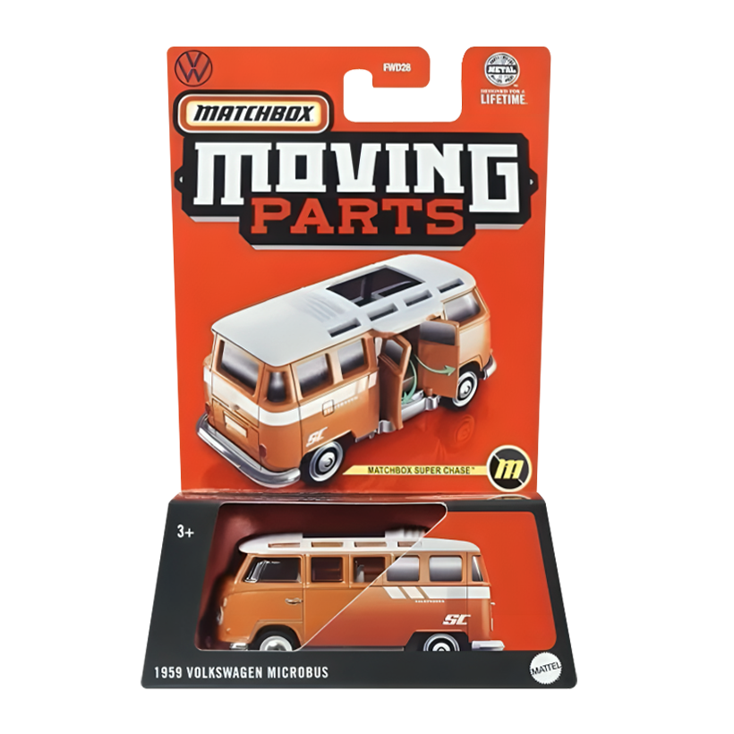Тематическая Машинка Matchbox '59 Volkswagen Microbus Chase Moving Parts 1:64 HVN22 Orange - Retromagaz